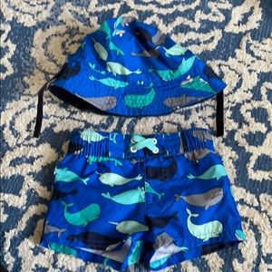 Cat & Jack swim trunks and hat